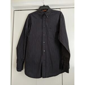 Dockers Mens Size Medium Stain Defender Long Sleeve Button Down Shirt Blue Strip